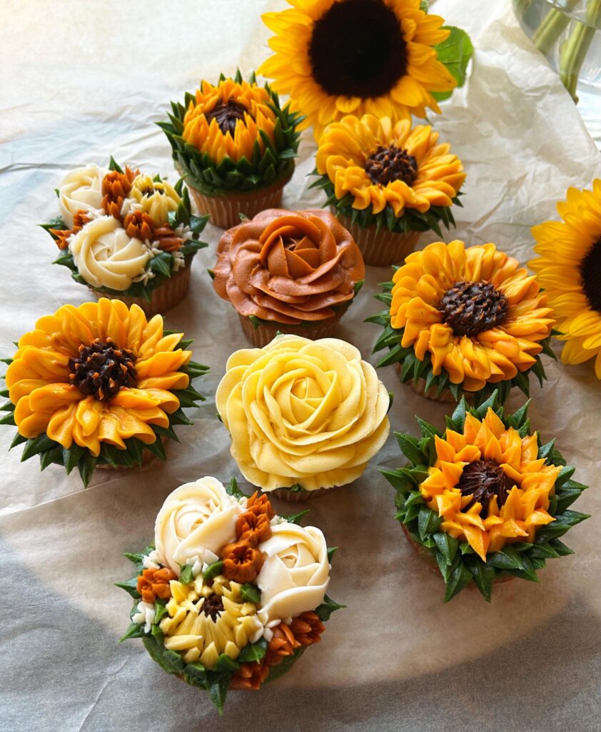 Thai desserts decorated as sunflower cupcakes at Mountain Bake Centreville VA